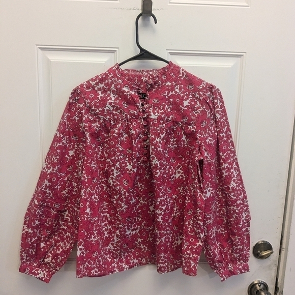NWT J. Crew Ruffleneck Top In Blushing Meadow - Picture 3 of 6